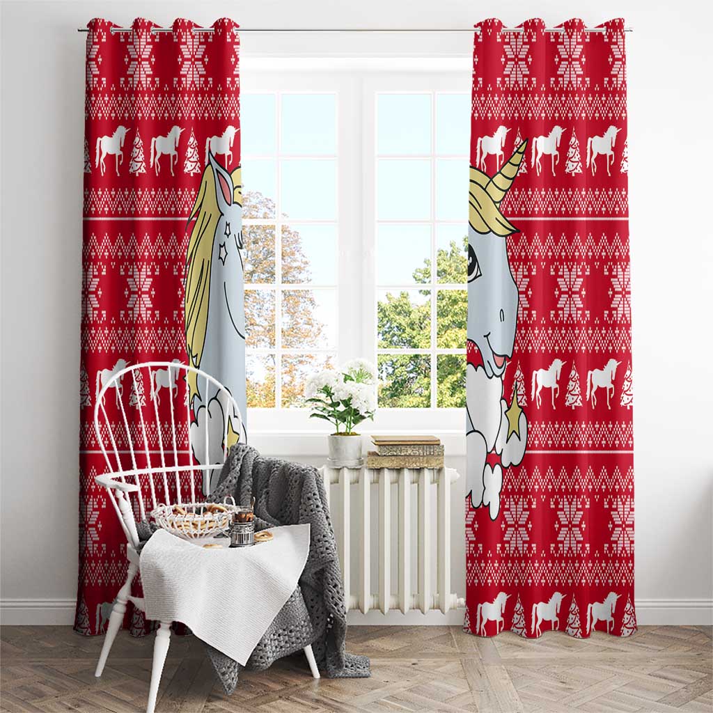 Lovely Unicorn Christmas Window Curtain Xmas Holiday Patterns - Wonder Print Shop