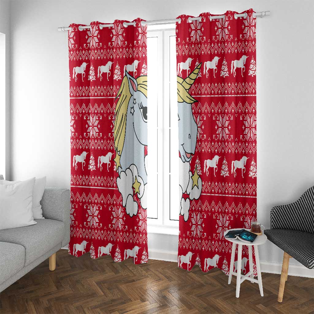 Lovely Unicorn Christmas Window Curtain Xmas Holiday Patterns - Wonder Print Shop