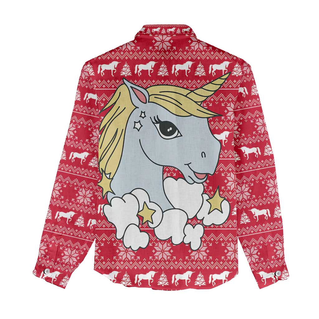 Lovely Unicorn Christmas Women Casual Shirt Xmas Holiday Patterns - Wonder Print Shop