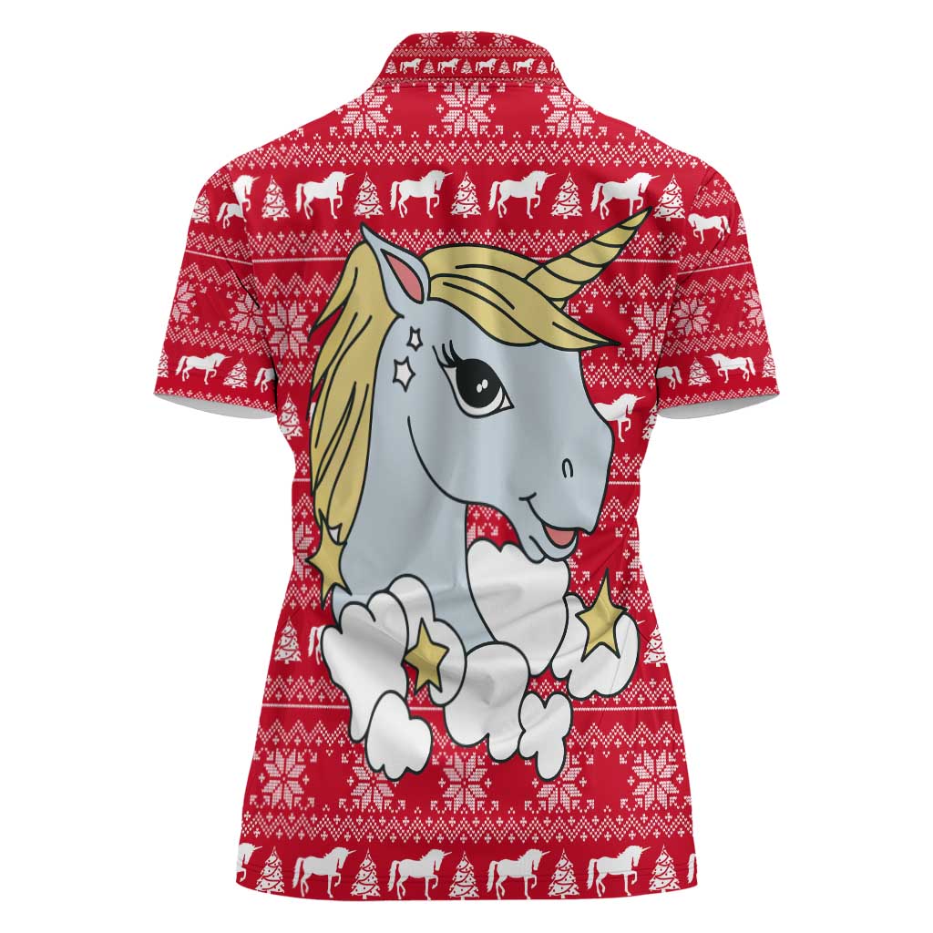 Lovely Unicorn Christmas Women Polo Shirt Xmas Holiday Patterns - Wonder Print Shop