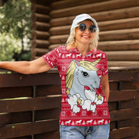 Lovely Unicorn Christmas Women Polo Shirt Xmas Holiday Patterns - Wonder Print Shop