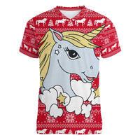 Lovely Unicorn Christmas Women V-Neck T-Shirt Xmas Holiday Patterns - Wonder Print Shop