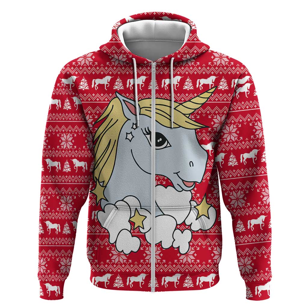 Lovely Unicorn Christmas Zip Hoodie Xmas Holiday Patterns - Wonder Print Shop