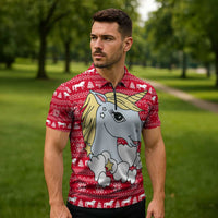 Lovely Unicorn Christmas Zipper Polo Shirt Xmas Holiday Patterns - Wonder Print Shop