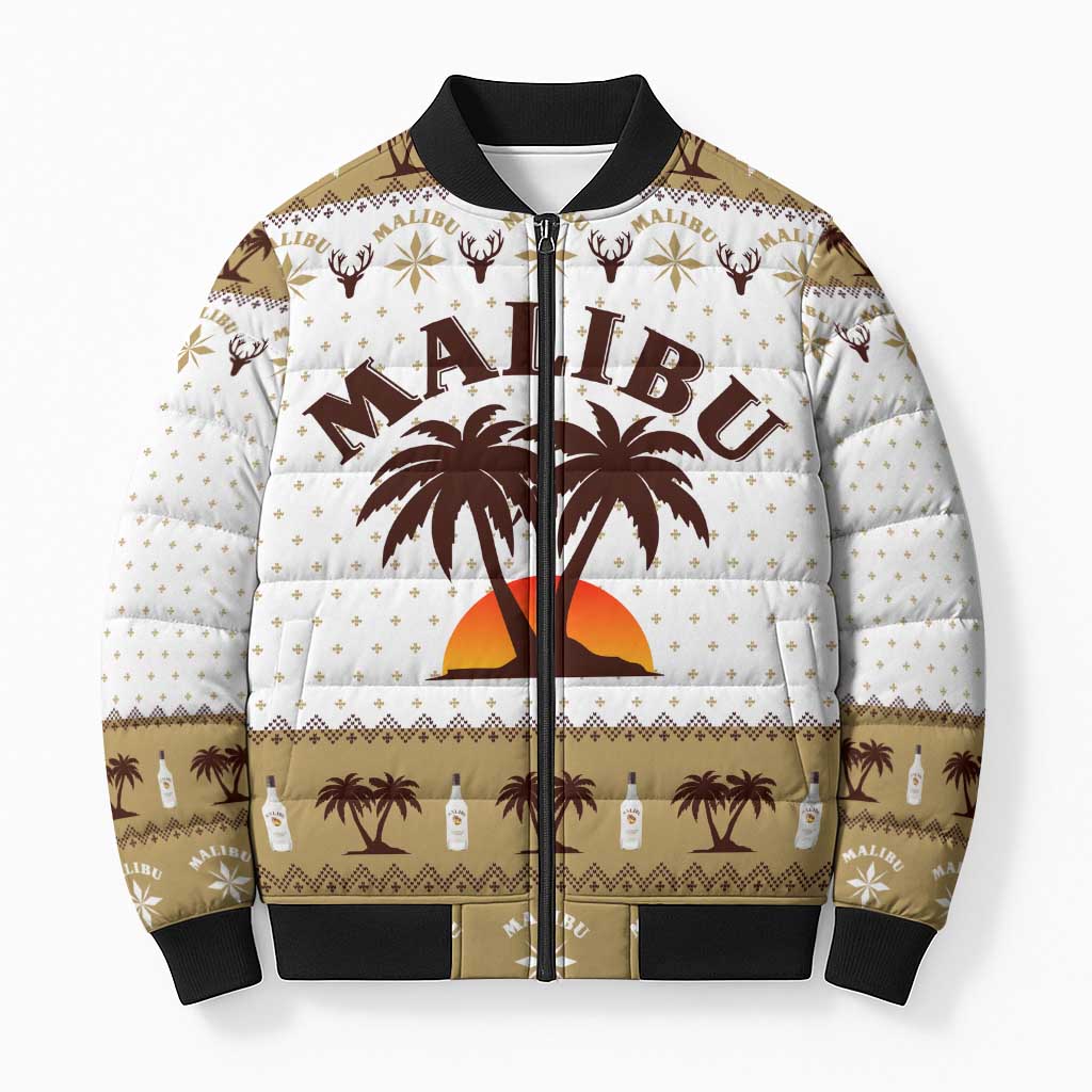 Malibu Christmas Bomber Puffer Jacket Xmas Holiday Patterns - Wonder Print Shop
