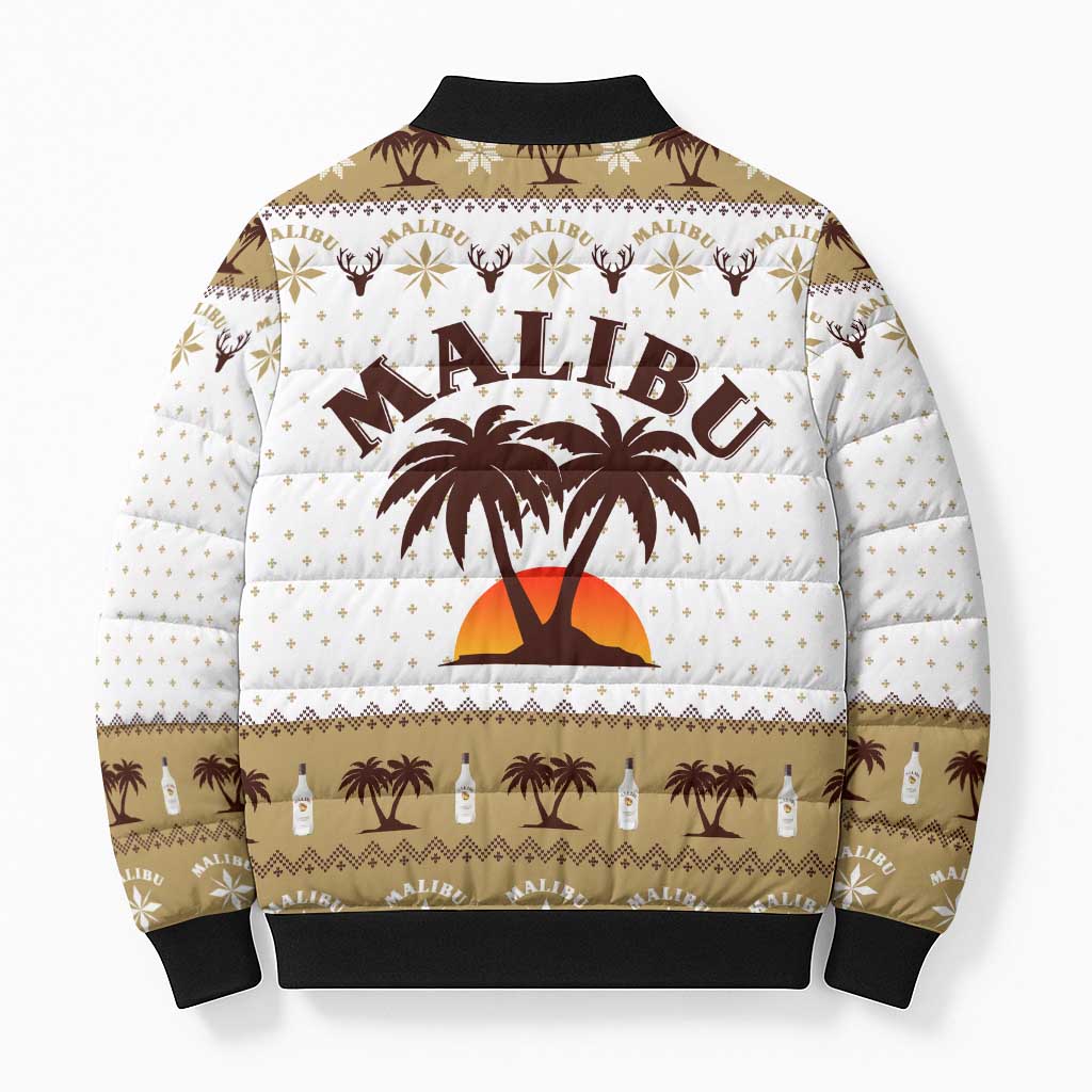 Malibu Christmas Bomber Puffer Jacket Xmas Holiday Patterns - Wonder Print Shop