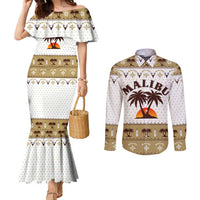 Malibu Christmas Couples Matching Mermaid Dress and Long Sleeve Button Shirt Xmas Holiday Patterns - Wonder Print Shop