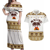 Malibu Christmas Couples Matching Off Shoulder Maxi Dress and Hawaiian Shirt Xmas Holiday Patterns - Wonder Print Shop