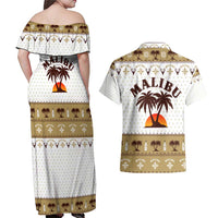 Malibu Christmas Couples Matching Off Shoulder Maxi Dress and Hawaiian Shirt Xmas Holiday Patterns - Wonder Print Shop