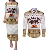 Malibu Christmas Couples Matching Puletasi and Long Sleeve Button Shirt Xmas Holiday Patterns - Wonder Print Shop