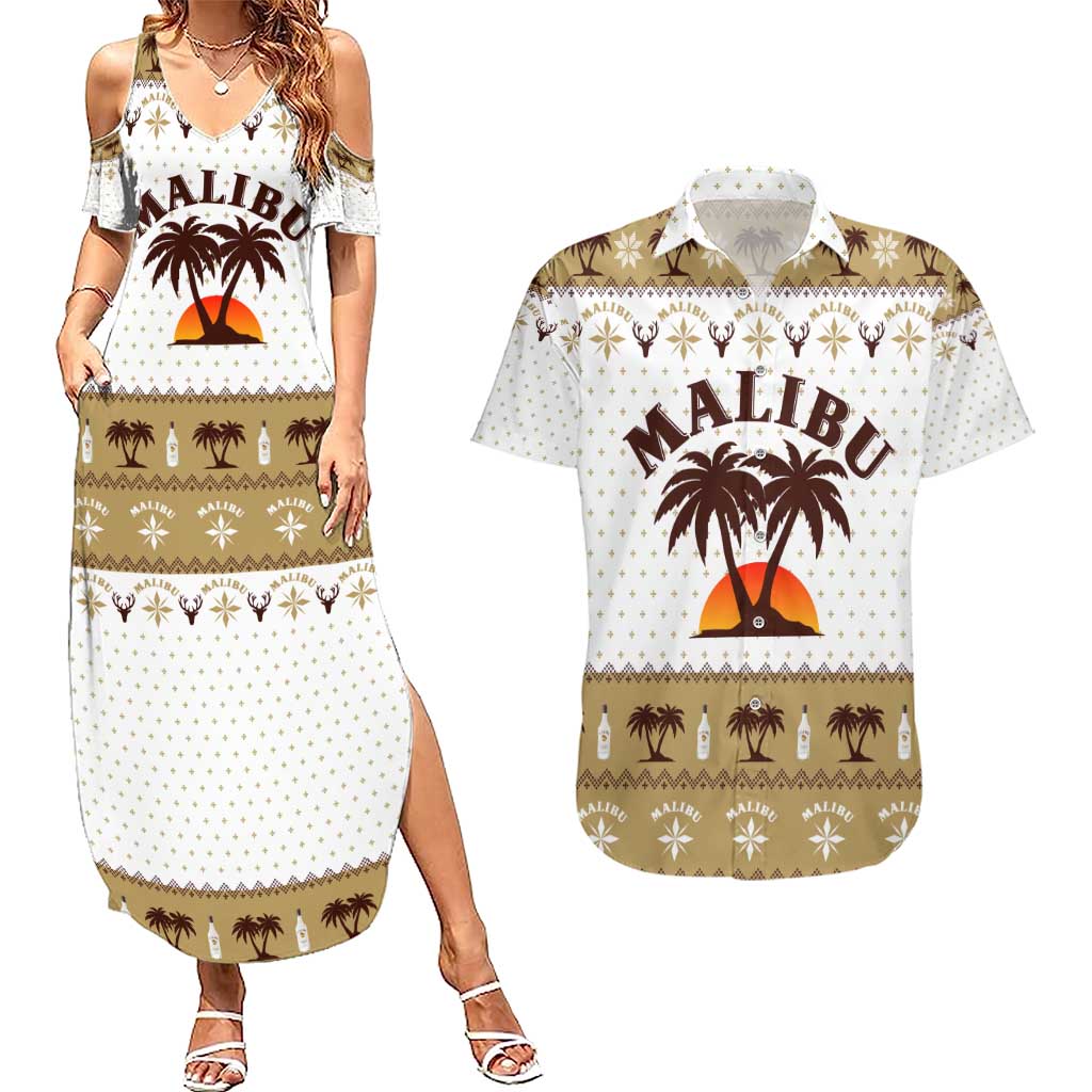 Malibu Christmas Couples Matching Summer Maxi Dress and Hawaiian Shirt Xmas Holiday Patterns - Wonder Print Shop