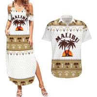 Malibu Christmas Couples Matching Summer Maxi Dress and Hawaiian Shirt Xmas Holiday Patterns - Wonder Print Shop