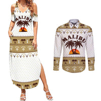 Malibu Christmas Couples Matching Summer Maxi Dress and Long Sleeve Button Shirt Xmas Holiday Patterns - Wonder Print Shop