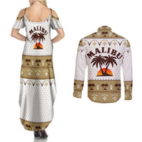 Malibu Christmas Couples Matching Summer Maxi Dress and Long Sleeve Button Shirt Xmas Holiday Patterns - Wonder Print Shop