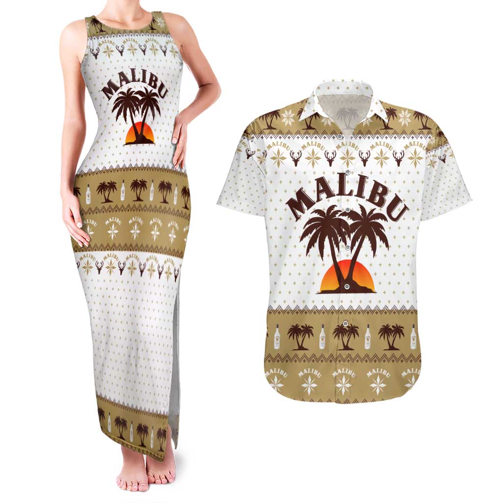Malibu Christmas Couples Matching Tank Maxi Dress and Hawaiian Shirt Xmas Holiday Patterns - Wonder Print Shop