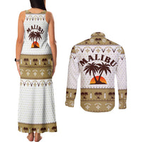 Malibu Christmas Couples Matching Tank Maxi Dress and Long Sleeve Button Shirt Xmas Holiday Patterns - Wonder Print Shop