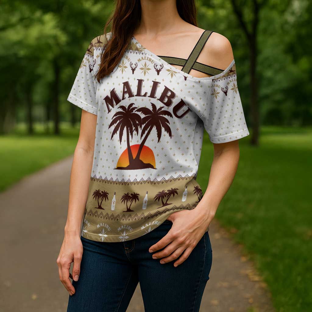 Malibu Christmas Cross Shoulder Shirt Xmas Holiday Patterns - Wonder Print Shop