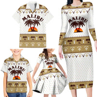 Malibu Christmas Family Matching Long Sleeve Bodycon Dress and Hawaiian Shirt Xmas Holiday Patterns - Wonder Print Shop