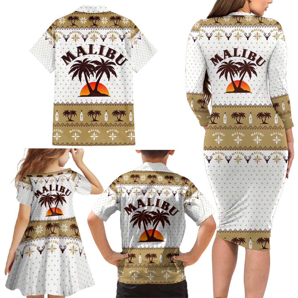 Malibu Christmas Family Matching Long Sleeve Bodycon Dress and Hawaiian Shirt Xmas Holiday Patterns - Wonder Print Shop