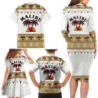 Malibu Christmas Family Matching Long Sleeve Bodycon Dress and Hawaiian Shirt Xmas Holiday Patterns - Wonder Print Shop