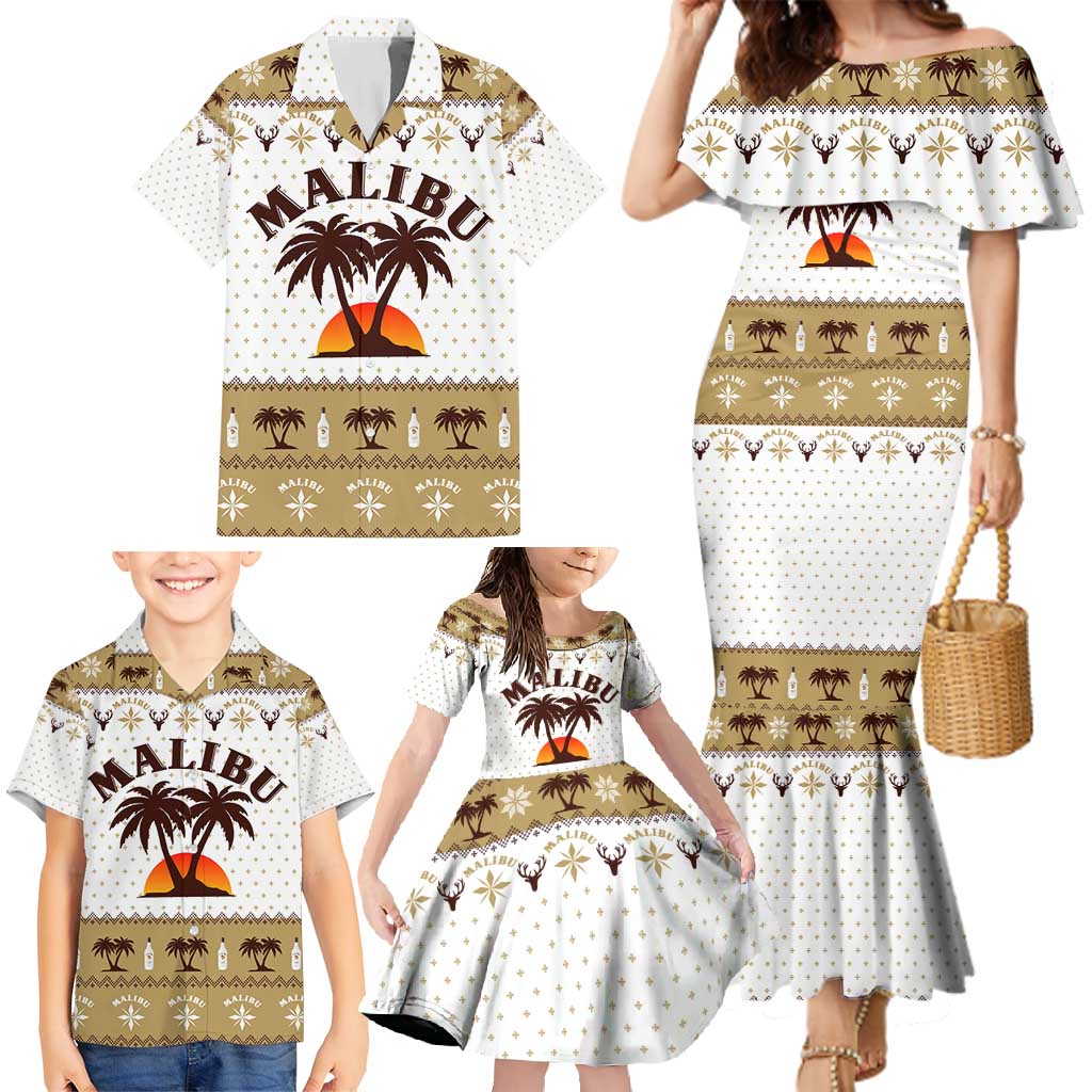 Malibu Christmas Family Matching Mermaid Dress and Hawaiian Shirt Xmas Holiday Patterns - Wonder Print Shop