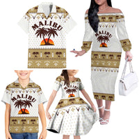 Malibu Christmas Family Matching Off The Shoulder Long Sleeve Dress and Hawaiian Shirt Xmas Holiday Patterns - Wonder Print Shop