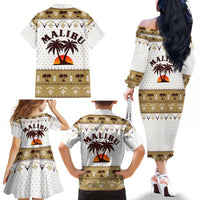Malibu Christmas Family Matching Off The Shoulder Long Sleeve Dress and Hawaiian Shirt Xmas Holiday Patterns - Wonder Print Shop