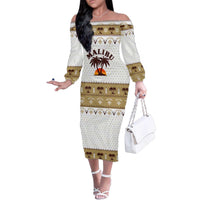 Malibu Christmas Family Matching Off The Shoulder Long Sleeve Dress and Hawaiian Shirt Xmas Holiday Patterns - Wonder Print Shop