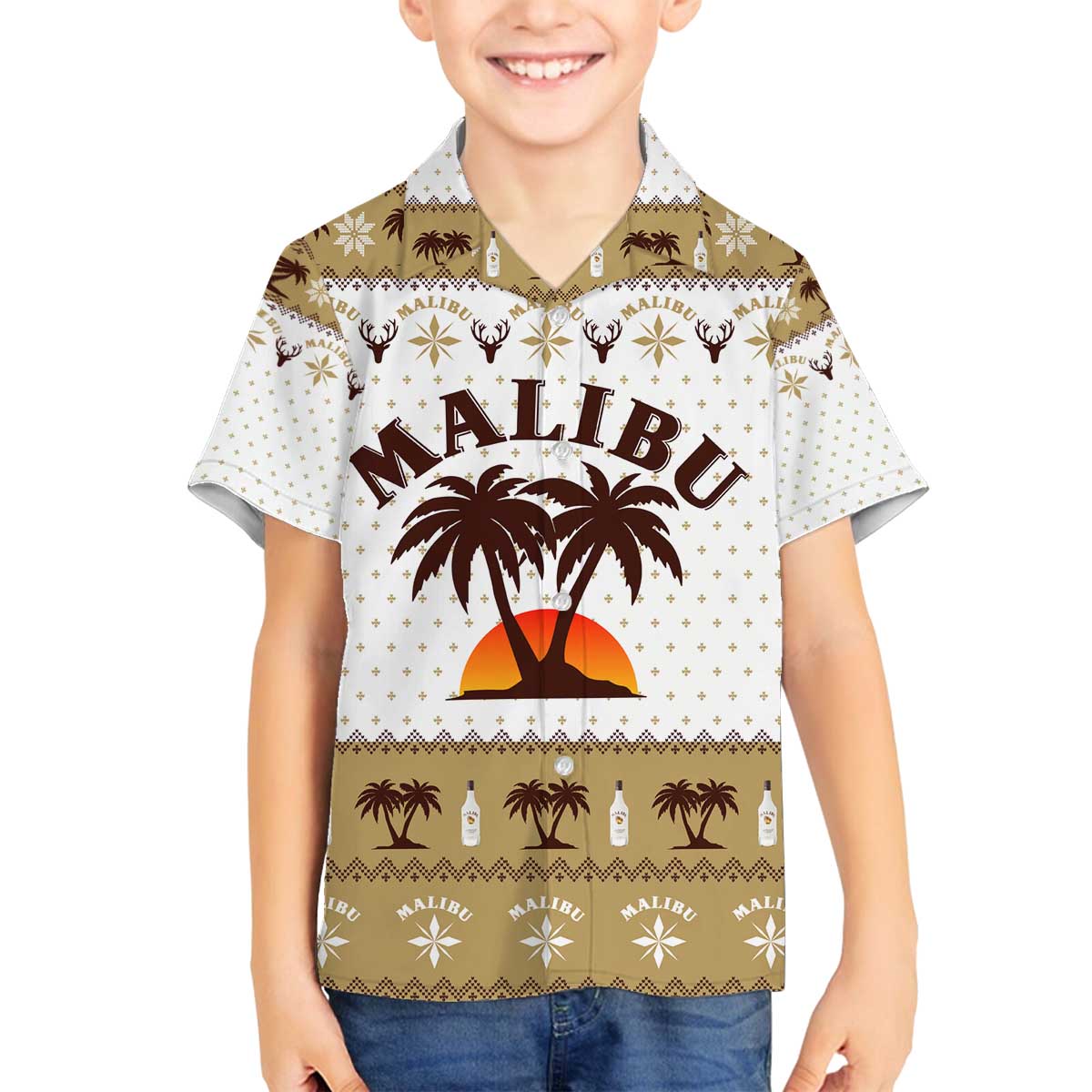 Malibu Christmas Family Matching Off The Shoulder Long Sleeve Dress and Hawaiian Shirt Xmas Holiday Patterns - Wonder Print Shop