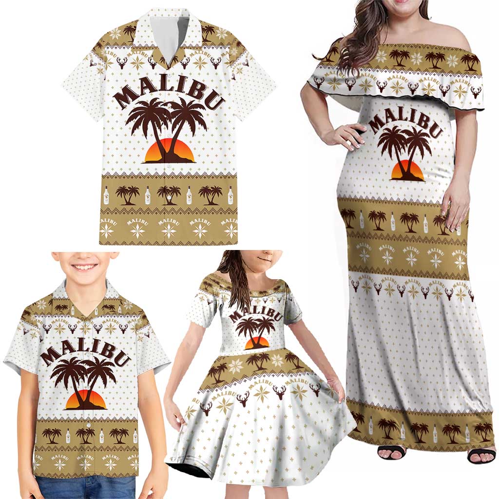 Malibu Christmas Family Matching Off Shoulder Maxi Dress and Hawaiian Shirt Xmas Holiday Patterns - Wonder Print Shop