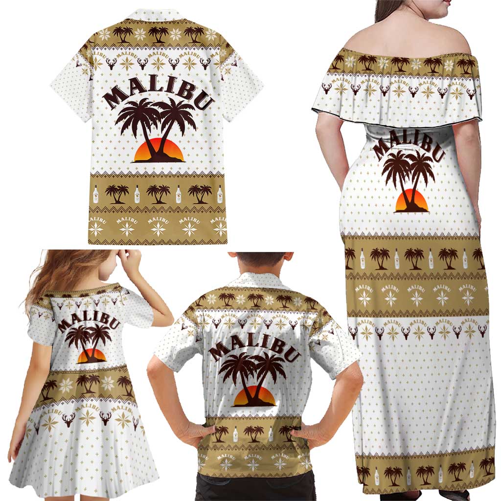 Malibu Christmas Family Matching Off Shoulder Maxi Dress and Hawaiian Shirt Xmas Holiday Patterns - Wonder Print Shop
