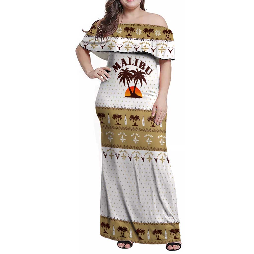 Malibu Christmas Family Matching Off Shoulder Maxi Dress and Hawaiian Shirt Xmas Holiday Patterns - Wonder Print Shop