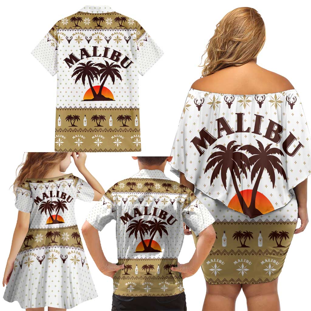 Malibu Christmas Family Matching Off Shoulder Short Dress and Hawaiian Shirt Xmas Holiday Patterns - Wonder Print Shop