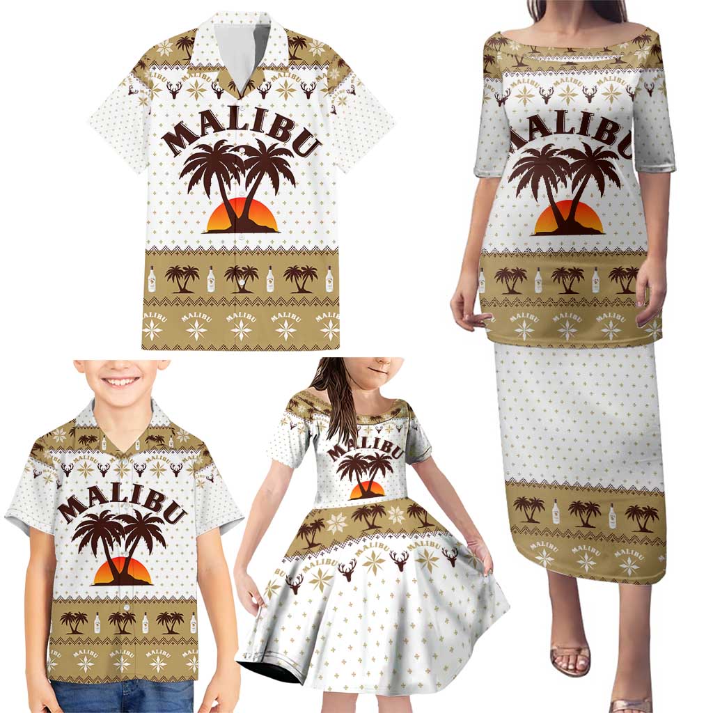 Malibu Christmas Family Matching Puletasi and Hawaiian Shirt Xmas Holiday Patterns - Wonder Print Shop