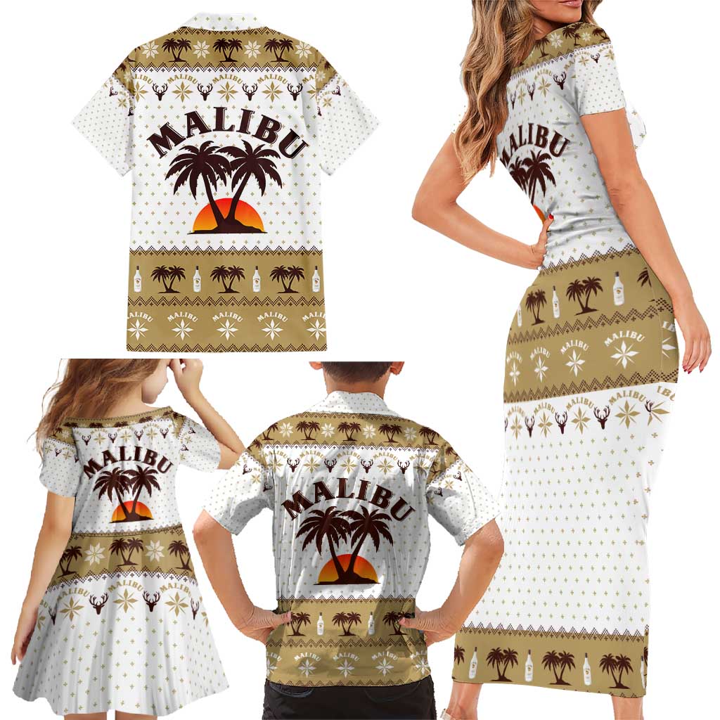Malibu Christmas Family Matching Short Sleeve Bodycon Dress and Hawaiian Shirt Xmas Holiday Patterns - Wonder Print Shop
