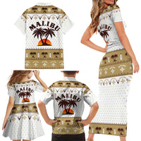Malibu Christmas Family Matching Short Sleeve Bodycon Dress and Hawaiian Shirt Xmas Holiday Patterns - Wonder Print Shop