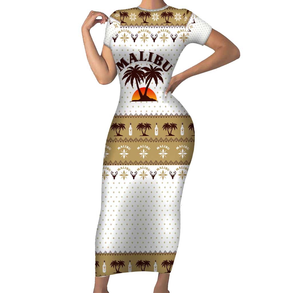 Malibu Christmas Family Matching Short Sleeve Bodycon Dress and Hawaiian Shirt Xmas Holiday Patterns - Wonder Print Shop