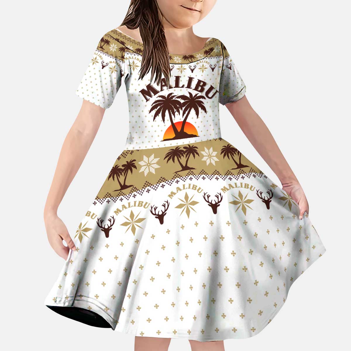 Malibu Christmas Kid Short Sleeve Dress Xmas Holiday Patterns - Wonder Print Shop