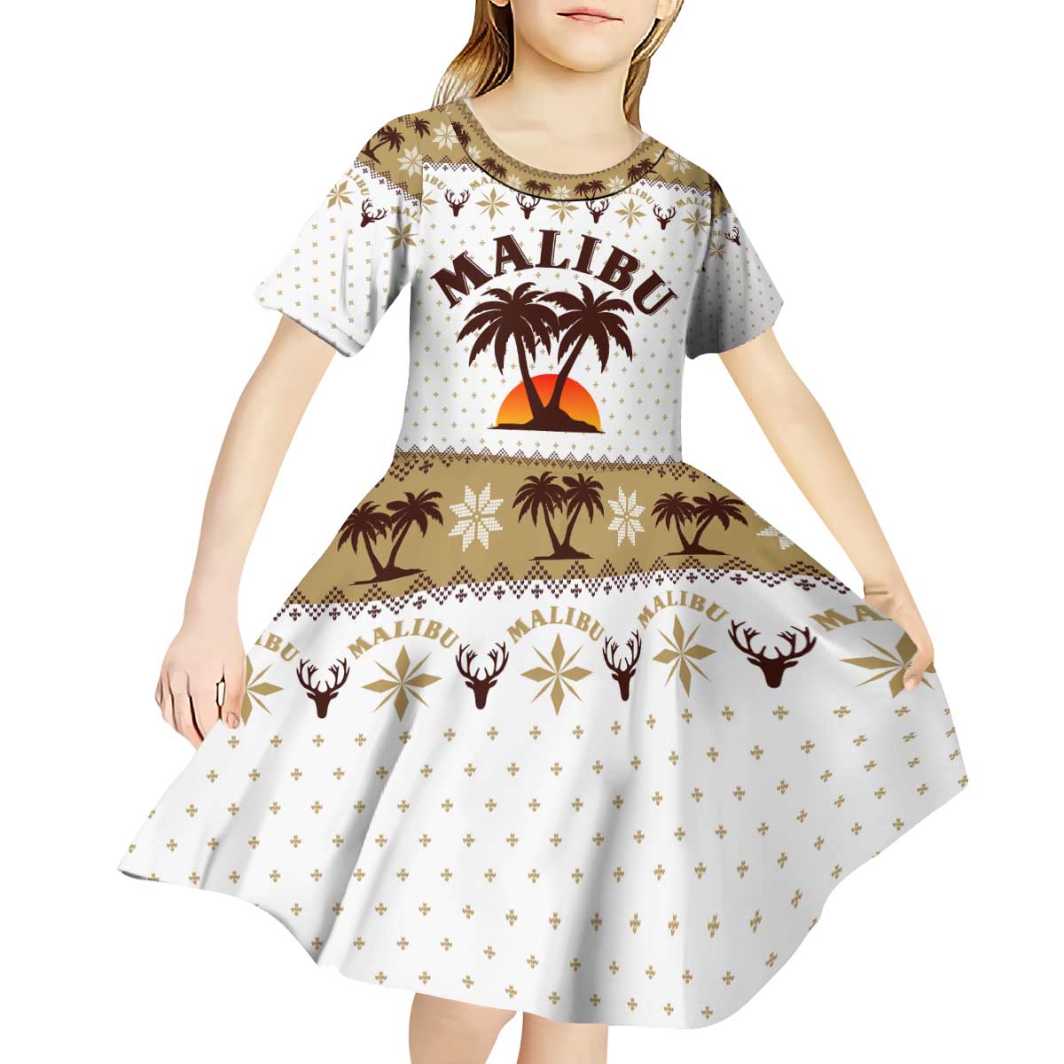 Malibu Christmas Kid Short Sleeve Dress Xmas Holiday Patterns - Wonder Print Shop