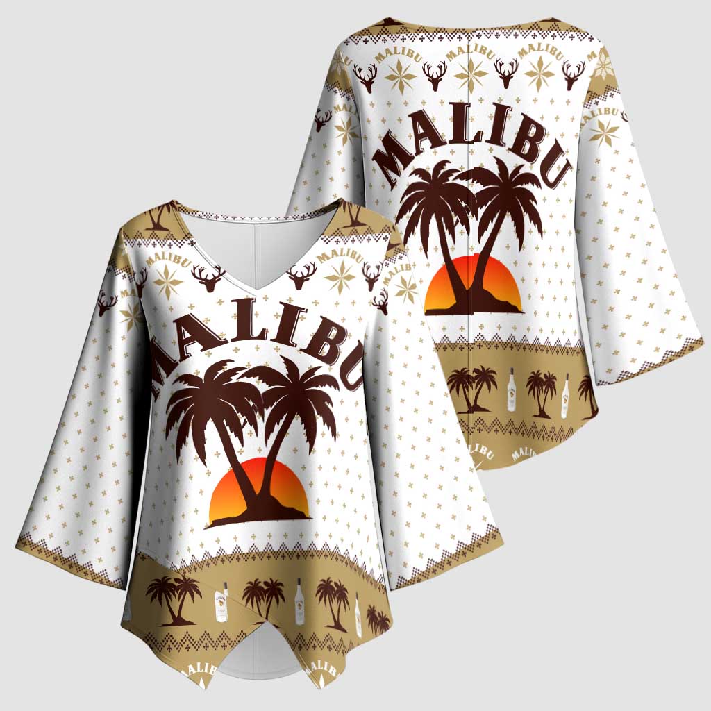 Malibu Christmas Kimono Sleeve Blouse Xmas Holiday Patterns - Wonder Print Shop