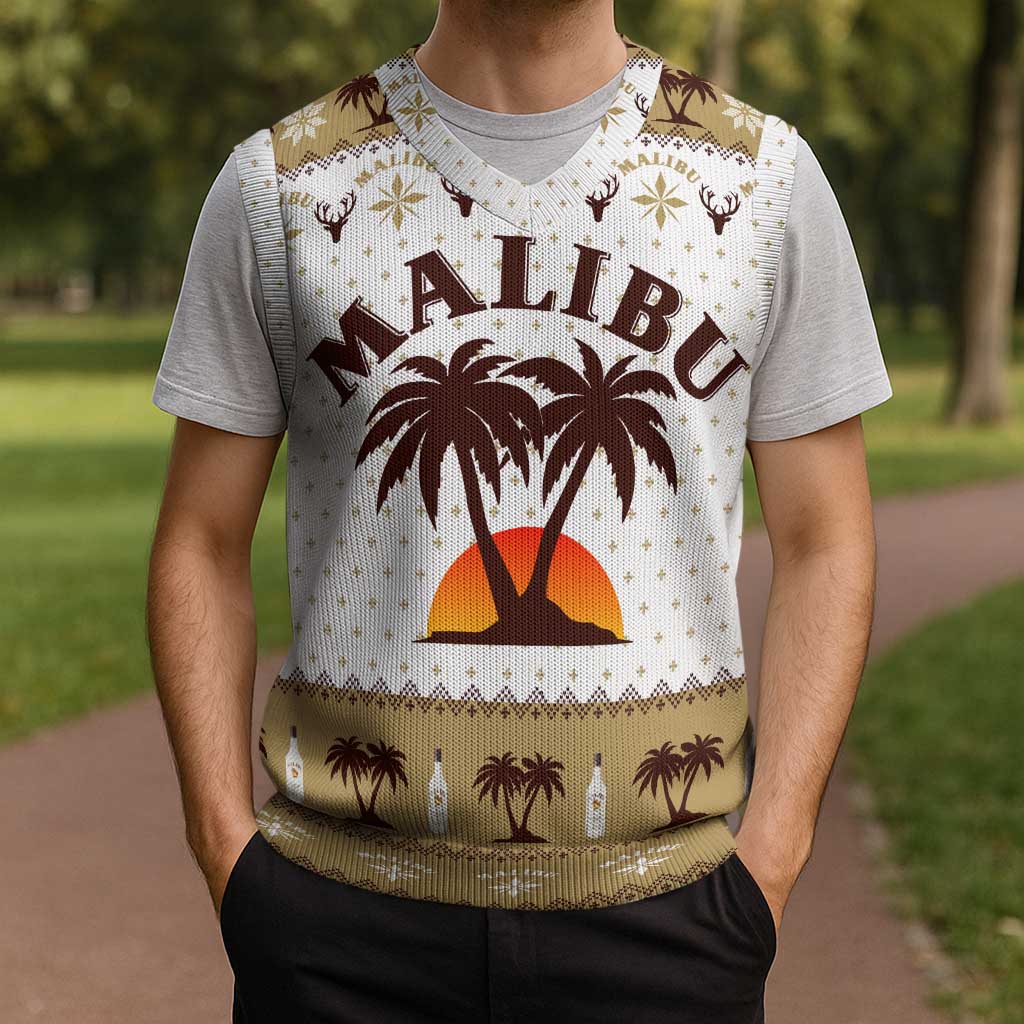 Malibu Christmas Knitted V-Neck Vest Xmas Holiday Patterns - Wonder Print Shop