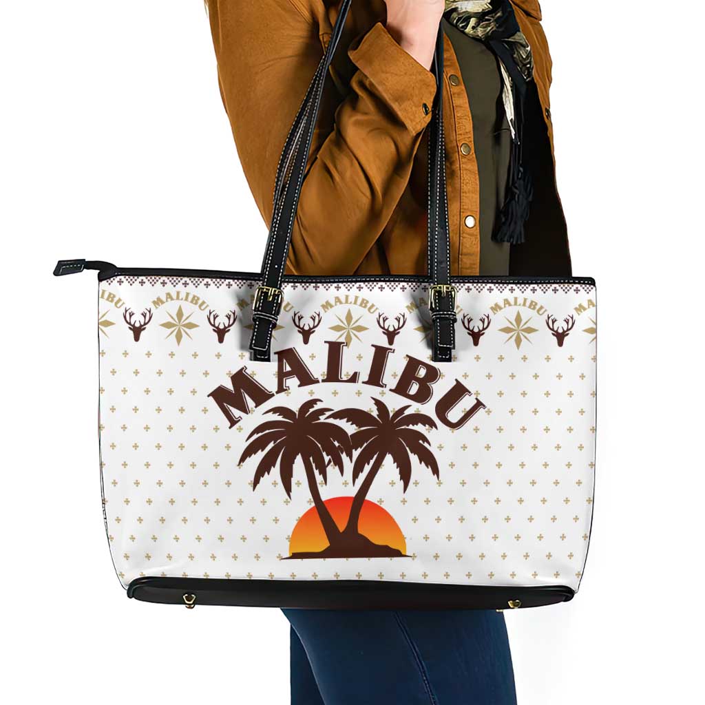 Malibu Christmas Leather Tote Bag Xmas Holiday Patterns - Wonder Print Shop