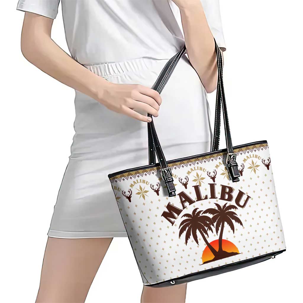 Malibu Christmas Leather Tote Bag Xmas Holiday Patterns - Wonder Print Shop
