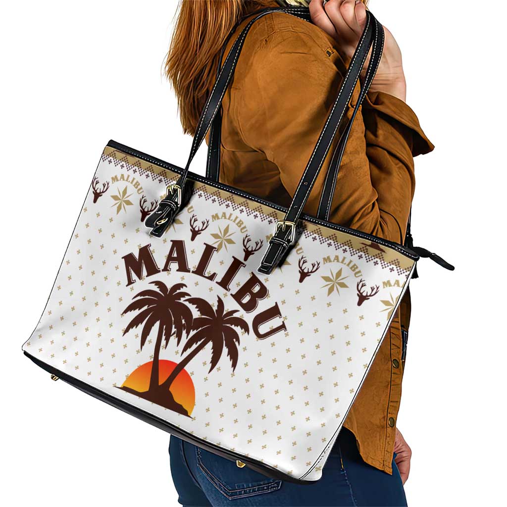 Malibu Christmas Leather Tote Bag Xmas Holiday Patterns - Wonder Print Shop