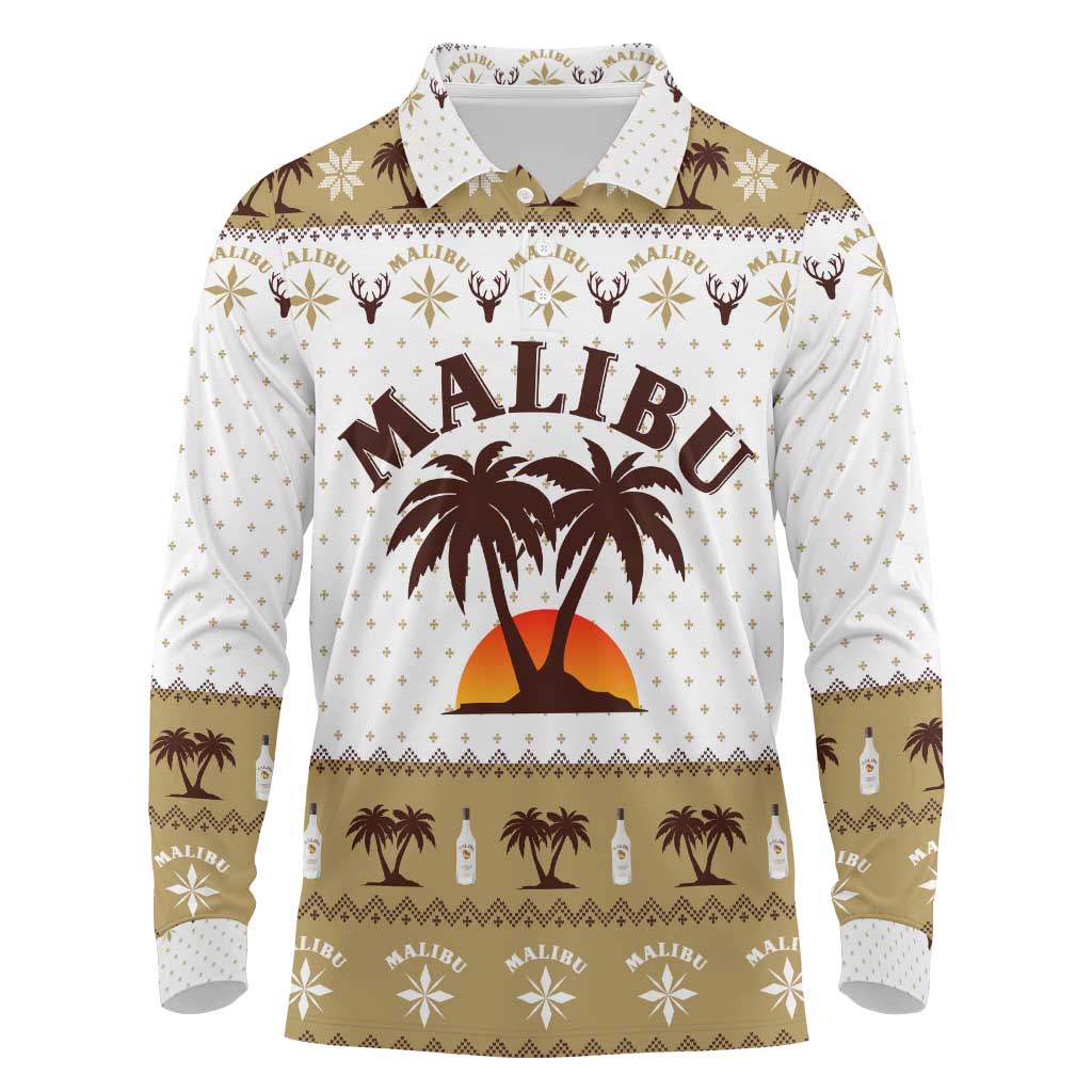Malibu Christmas Long Sleeve Polo Shirt Xmas Holiday Patterns - Wonder Print Shop
