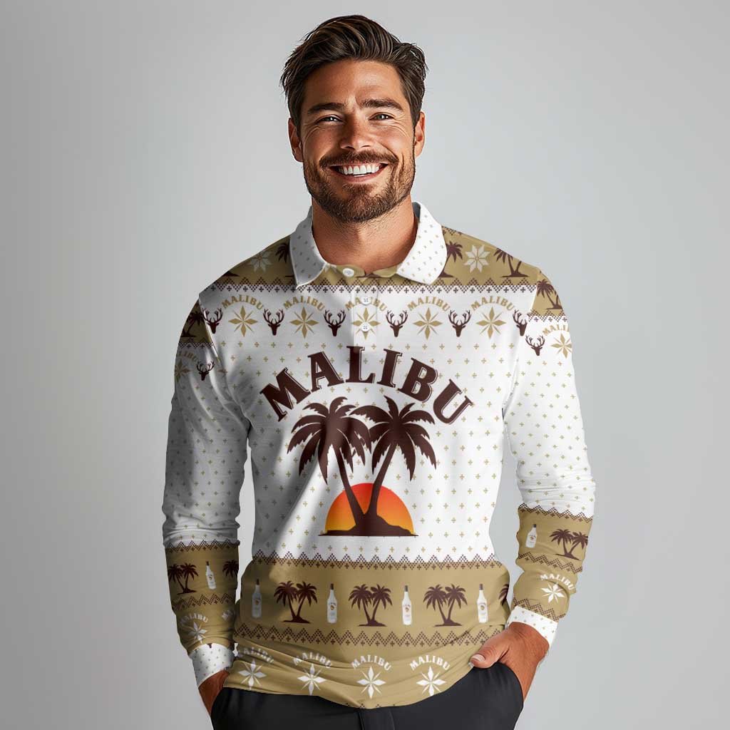Malibu Christmas Long Sleeve Polo Shirt Xmas Holiday Patterns - Wonder Print Shop