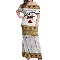 Malibu Christmas Off Shoulder Maxi Dress Xmas Holiday Patterns - Wonder Print Shop