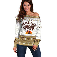 Malibu Christmas Off Shoulder Sweater Xmas Holiday Patterns - Wonder Print Shop