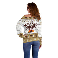 Malibu Christmas Off Shoulder Sweater Xmas Holiday Patterns - Wonder Print Shop