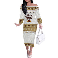 Malibu Christmas Off The Shoulder Long Sleeve Dress Xmas Holiday Patterns - Wonder Print Shop